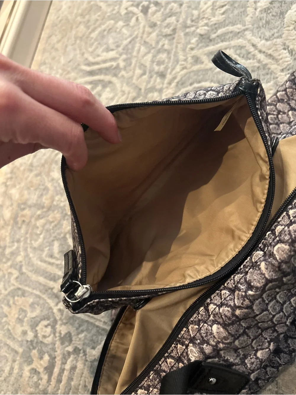 Coach Metallic Snake-Print Tote in Pewter and Black